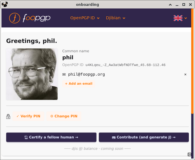 PGP ID card as displayed by Djibian Onboarding